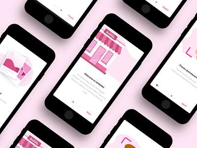 Onboarding Dribbble app application debut debuts dribbble mobile onboarding pink product rebound ui ux welcome