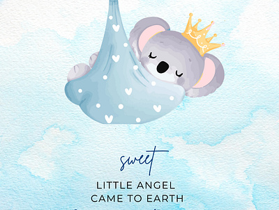The little angel animal baby blue cartoon color creative cute cute animal graphic design graphics happy illustration paint peace popular sweet top vector water watercolor