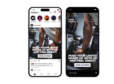 Instagram Templates for Gym & Fitness Classes ad advertisment banner design event fitness flyer graphic design gym instagram instagram post post psd stories template