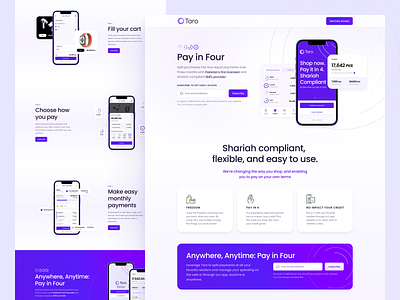 Taro — Fintech Startup app application branding credit design finance landing landing page logo money payments saas typography ui uiux ux web web design webdesign website