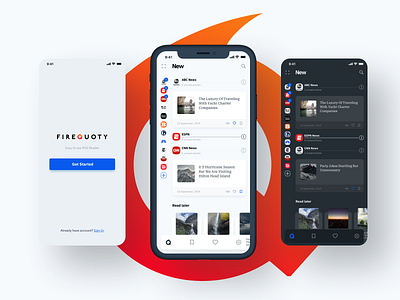 FireQuoty RSS IOS App app graphic interface ios iphone mobile ui user interface ux