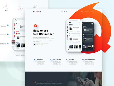 FireQuoty RSS App Website Conception app conception design mobile orange rss ui ux web web design webdesign website white