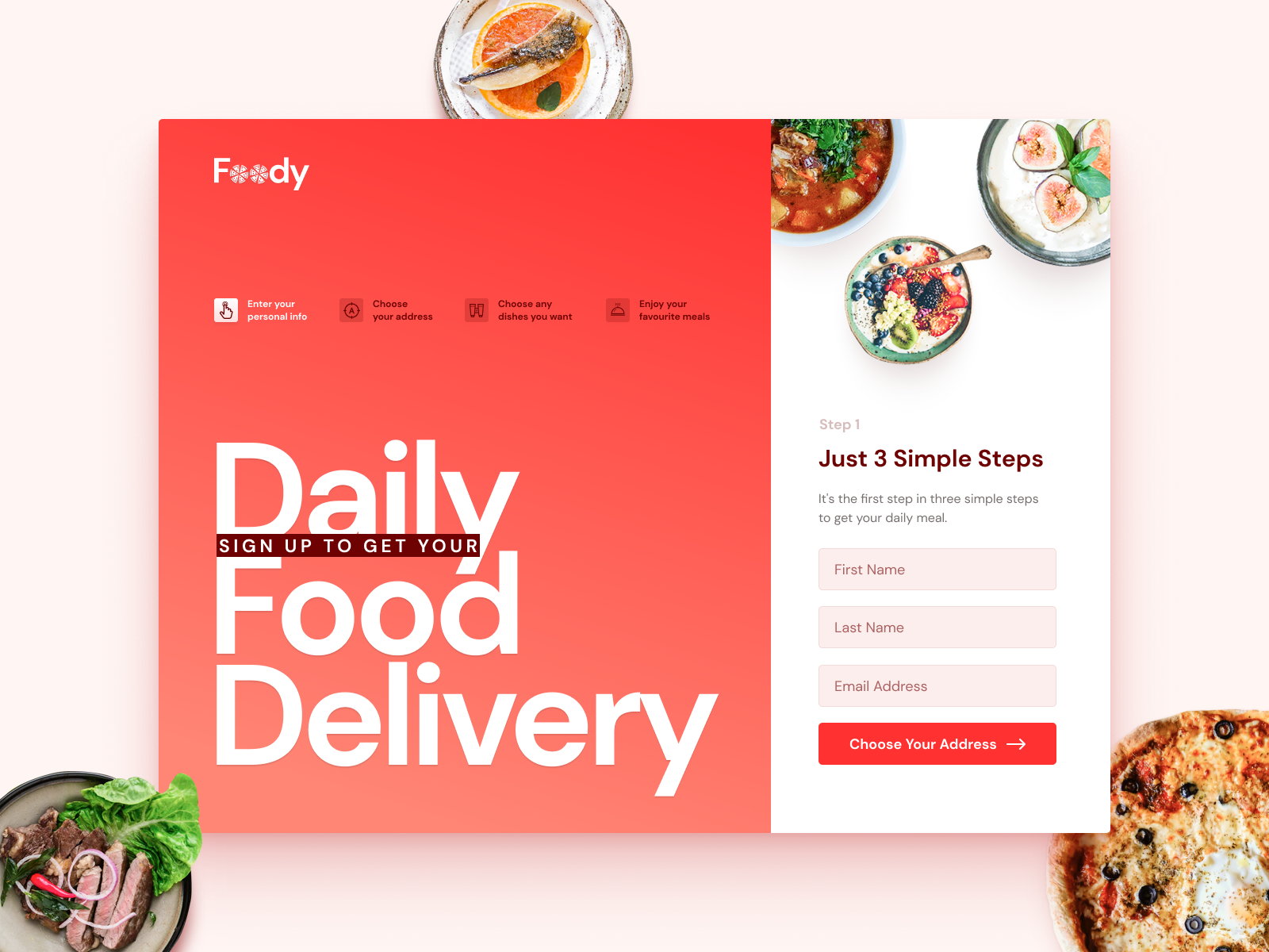 Daily Food Delivery Sign Up Form by Jay Hafling on Dribbble