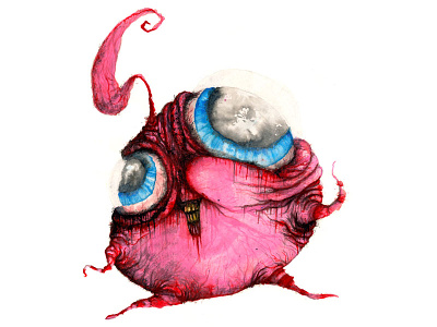 Jigglypuff art creature gaming horror nintendo painting pink watercolor