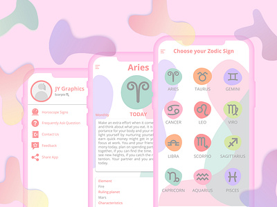 Horoscope App User Interface UI UX app interface design dribbble horoscope illustrator pantone ui ux vector