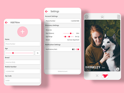 Dog Tinder App UI design