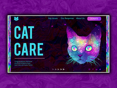 Cat Care cat illustration logo neon product design ui ux web web design website design