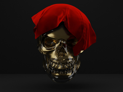 Skull 3d 3d art 3dsmax artist blender dark glass gold red skull velvet