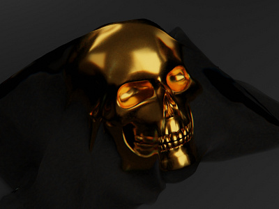 skull with plastic 3d 3d art 3dsmax blender gold plasma plastic skull