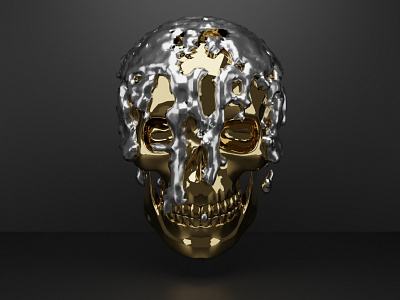 skull vol 3 3d 3d art 3d artist 3dsmax blender design gold graphic melt silver skull skull art ui