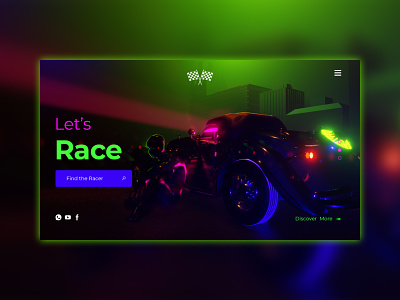 Car Racer Finder | web concept car glow graphic hero section neon neon lights race ui uidesign uidesing ux ux design webdesign website websitedesign