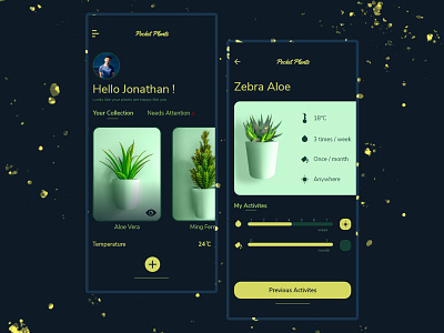 Pocket Plant Care android app app interface app ui appdesign data design flat flower green interface ios minimal mobile plant ui uiux ux