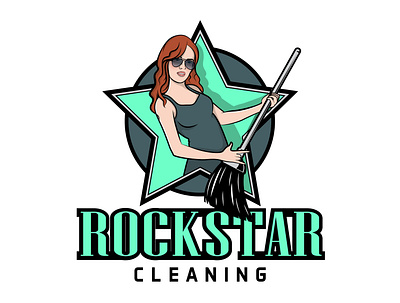 Rockstar Cleaning Logo Design 2d 3d animation graphic design illustration logo mascot minimalist