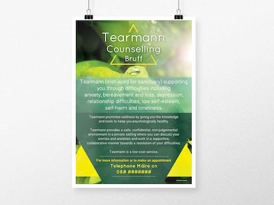Tearmann Counselling - Poster branding graphic design logo design photography poster design
