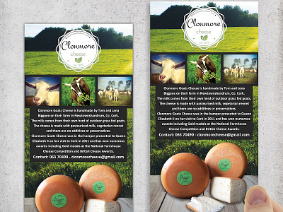 Clonmore Cheese - Flyer - Full View branding cheese flyer design goat graphic design leaflet logo design photography