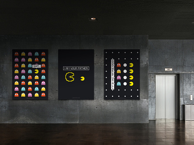Pacman posters graphic design illustration poster typography