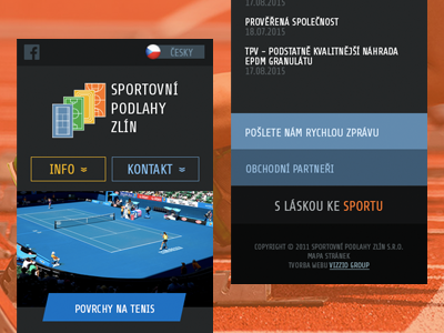 SP Zlin athletics responsive sport tennis webdesign