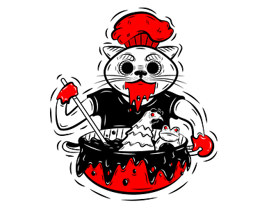 The cat cook animals art cat creepy design digital graphic design illustration illustrator logo merch vector