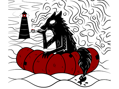 Smoking dog in an boat animals art challenge creepy design digital dog graphic design illustration print vector vector art