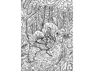 Inktober 09 - Fowl (black and white) animals art book childrens illustration design digital digital art eco ecology fairy tale illustration illustrator story summer
