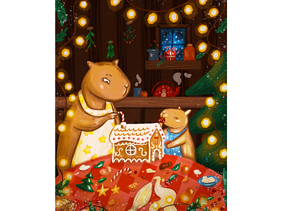 Christmas capybaras animals art book illustration branding capybara childrens illustration christmas design digital digital art holiday illustration illustrator label new year packaging