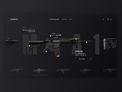 Gun Store Concept army black dark gun guns product products store ui weapon weapons web