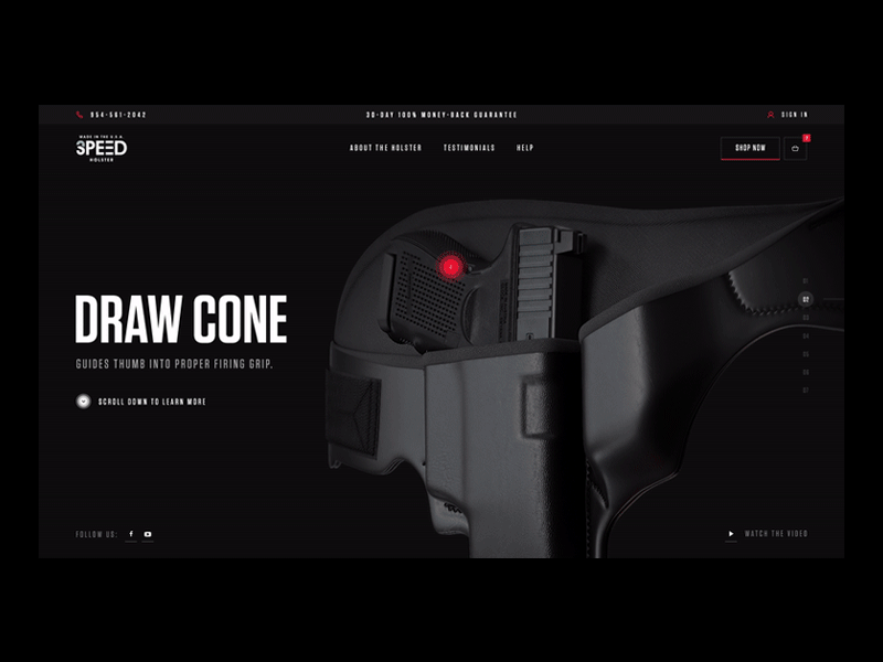 3 Speed Holster Store. Part II animation gun holster pistol product shop store typography ui ux weapon web