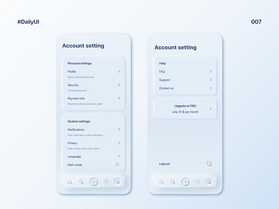 DailyUI_007_Settings account account settings daily daily ui daily ui 007 dailyui dailyuichallenge dailyuidesignchallenge minimalistic minimalistic design neumorphism neumorphism ui profile settings settings page settings ui ui ux uxui uxuidesign