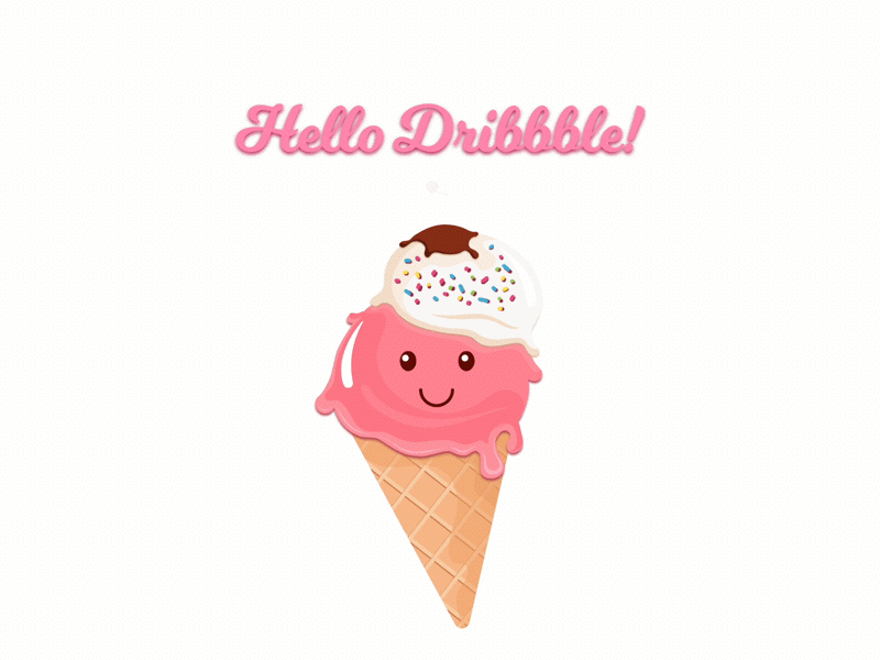 Hello Dribbble! candy cherry chocolate debut first shot gif happy hello dribbble ice cream pink sweets thanks