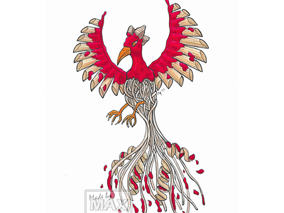 Pasta Phoenix Hand Drawn Illustration art creative design drawing hand drawn illustration markers pun sticker unique whimsical