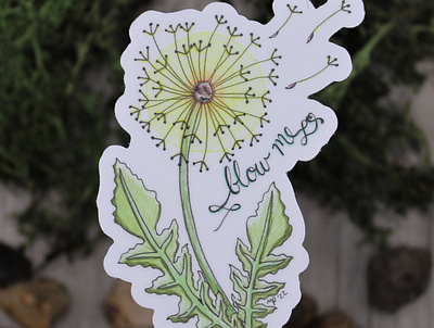 Blow Me - Dandelion Sticker art botanical creative design drawing hand drawn illustration pun sassy sticker