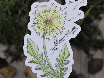 Blow Me - Dandelion Sticker art botanical creative design drawing hand drawn illustration pun sassy sticker