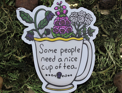 Nice Cups of Tea Sticker art botanicals creative design drawing hand drawn illustration pagen sticker witchy