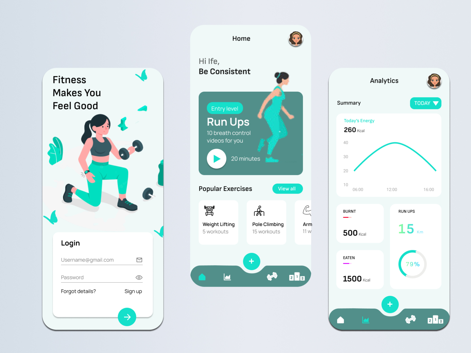 A Fitness App UI by Badejo Ifeoluwa on Dribbble