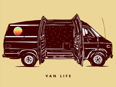 Van Life adammonster adventure car gradient illustration nights van vector vinomofo