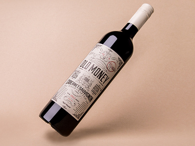 Old Money Cabernet Sauvignon beverage bottle branding label lettering logo packaging wine