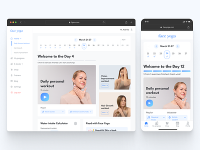Redesign of Face Yoga web app application beauty clear face yoga figma gender neutral healthcare minimalistic redesign ui website