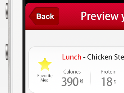 previewing your meal fitness app food diary graph ios app iphone mobile application mobile design