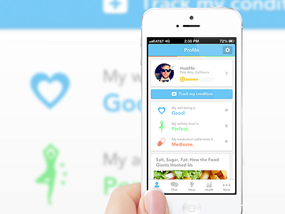 Medical/health App Flat UI Profile 
