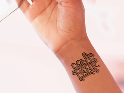 Don t Panic Inkbox Tattoo 3d black and white handlettering illustration lettering licensing quote tattoo type typography