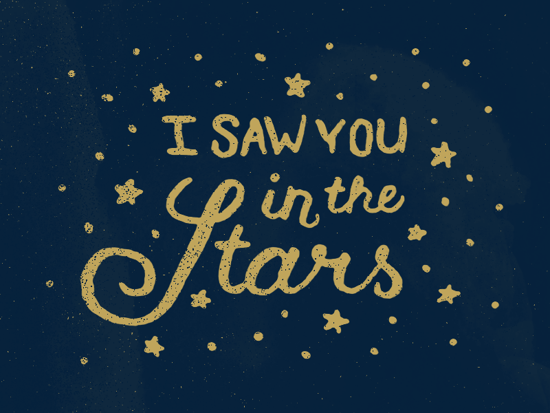 In the Stars animation gif gold handlettering lettering navy space stargazing stars texture