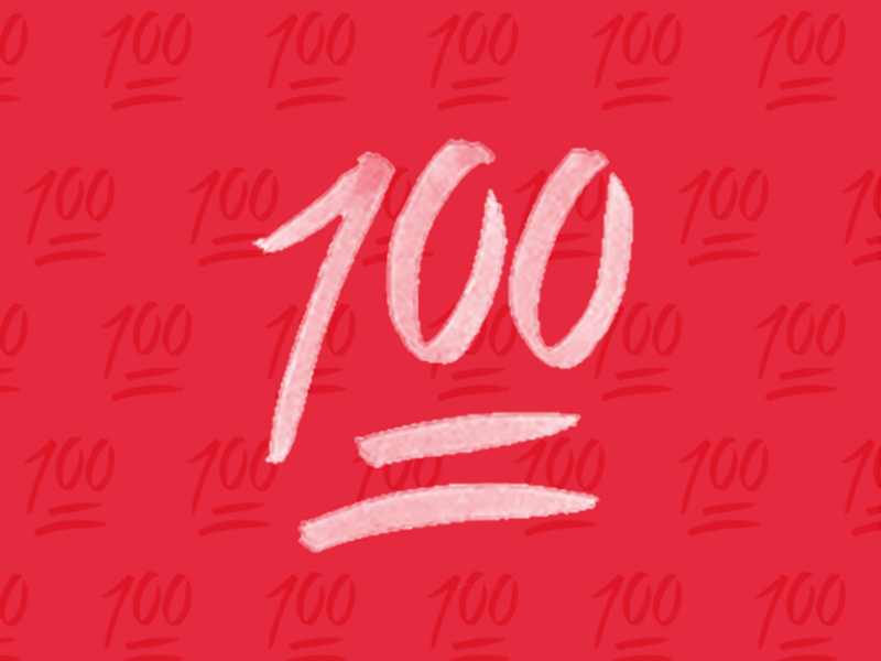 Keep It 100 100 animation brush brush lettering emoji gif handlettering lettering tombow video