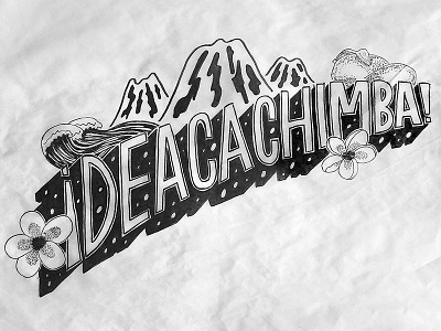 Deacachimba black and white flower handlettering illustration lettering mango nicaragua pen spanish typography volcano wave
