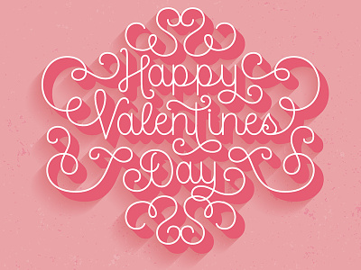 Happy Valentine's Day 2018 3d flourish handlettering homwork illustrator lettering monoline pink script shadow type typography