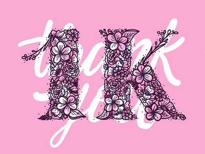 1K brush lettering floral flowers handlettering illustration ipad lettering pink purple type typography