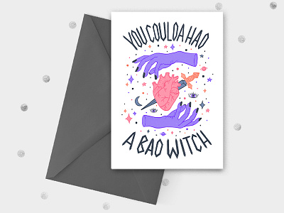 Bad Witch dagger greeting card halloween handlettering hands heart illustration lettering magic magical tarot type typography witch