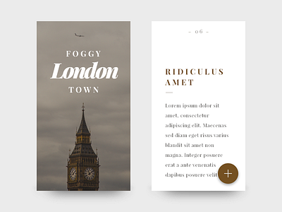 Blog style article card : Foggy London Town article card cards city clean london minimal mobile type typography ui