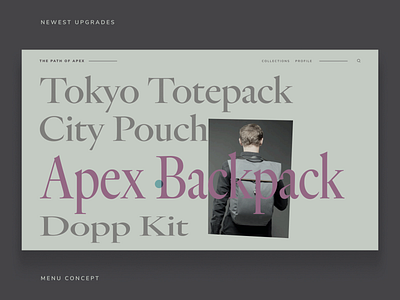 Menu hover | Cocncept animation backpack font design hover interaction interface motion typography