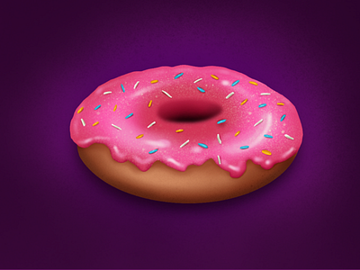 Donut illustration digital art donut food illustration ipad pink procreate realistic