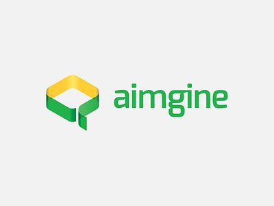 Aimgine digital agency logo design 3d agency chadomoto custom digital green logo mark online symbol typography yellow